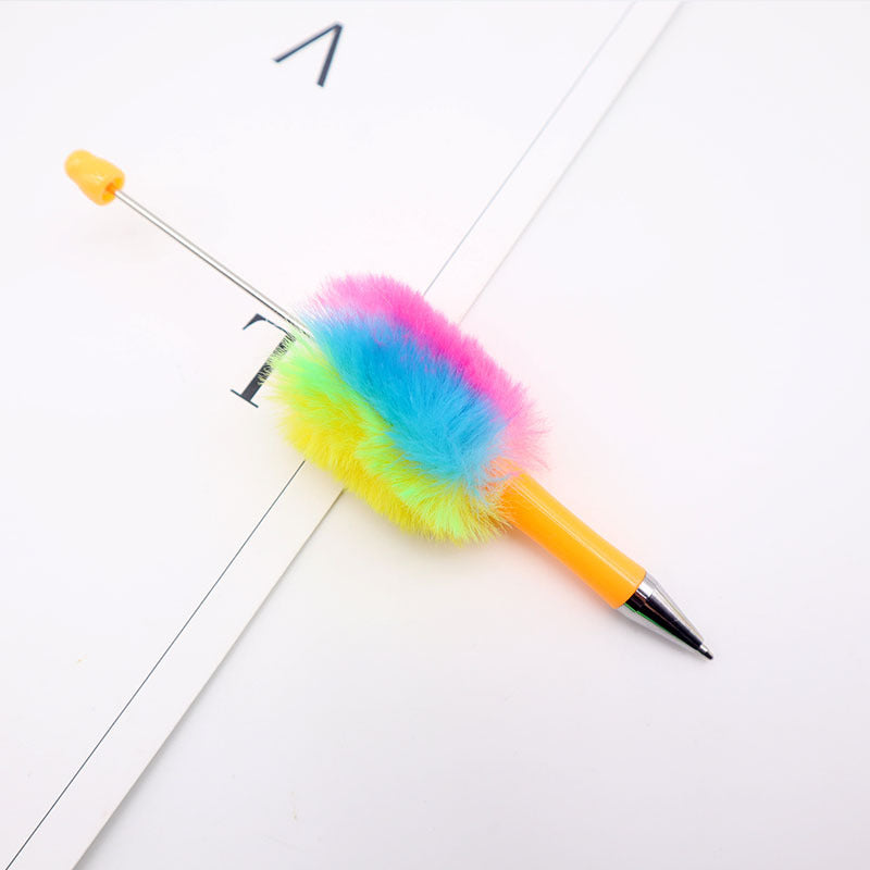 Wholesale Colorful Beadable Pen Plush Pom Pom Beadable Pen Fluffy Pens